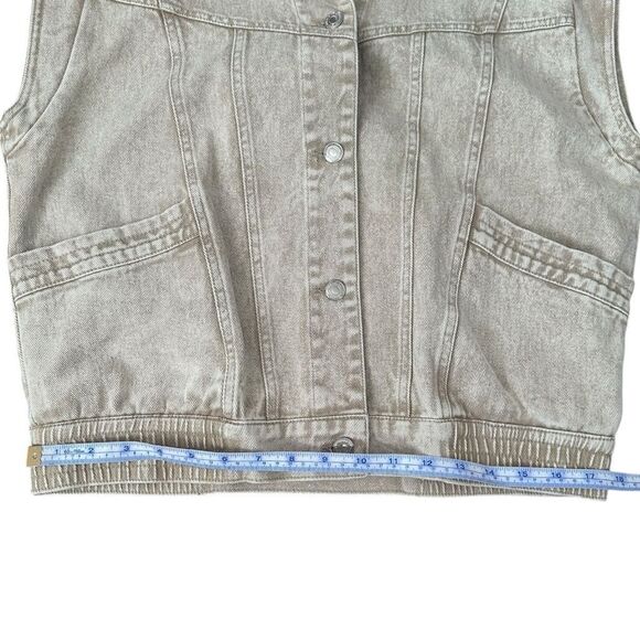 NWT Elan Joy Vest Tan Wash Button Down Denim with Pockets Sz Med - Picture 14 of 14